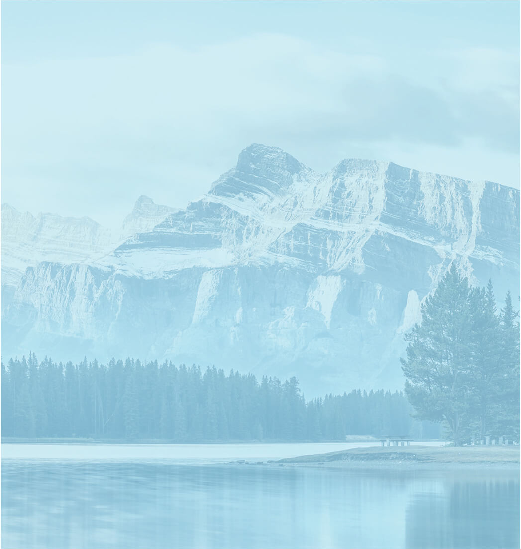 Calming Forest and Lake Landscape with Blue Overlay