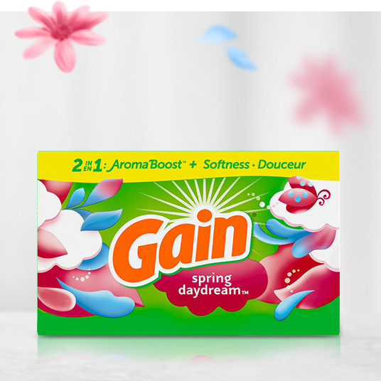 Packaging with Gain Spring Daydream Fabric Softener Sheets