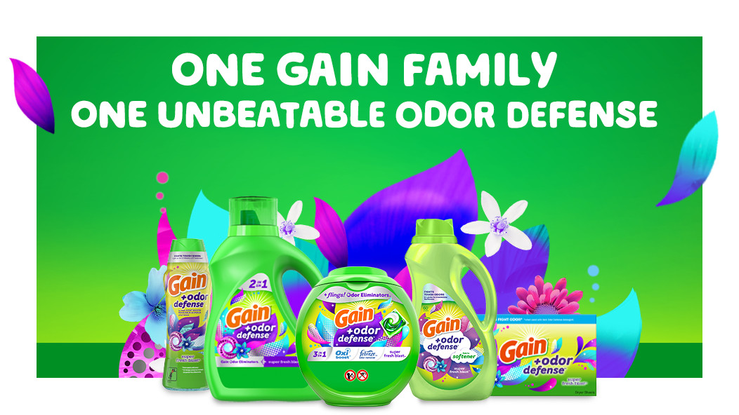 One Gain family, one amazing scent: Gain liquid laundry detergent, fabric softener and scent booster are available in Super Fresh Blast scent