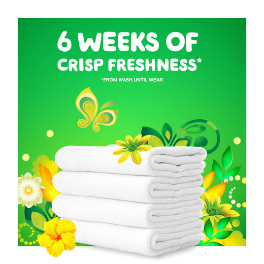 Gain Original Liquid Laundry Detergent gives 6 weeks of crisp freshness.
