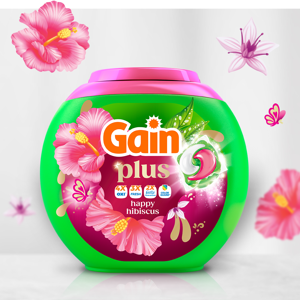 Gain Plus Happy Hibiscus 液体洗濯洗剤ジェルボール 3袋 Gain Plus Happy Hibiscus Flings Detergent Pacs | Gain