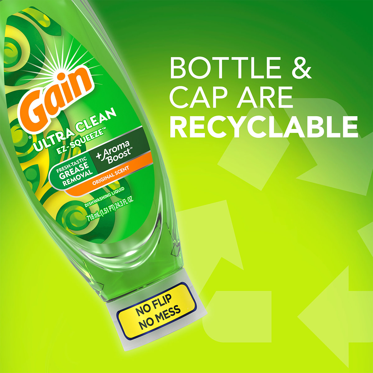 Gain EZ-Squeeze Bottle and Cap are Recyclable