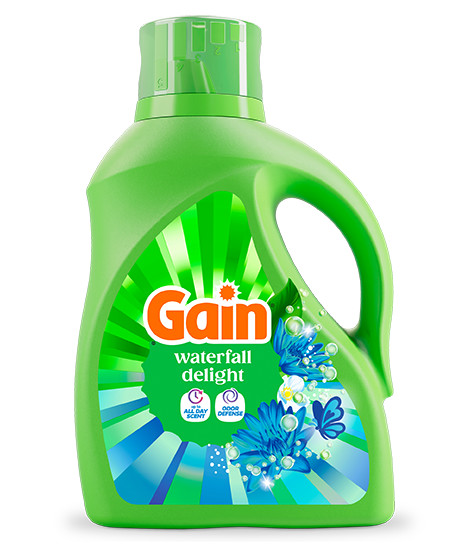 Bottle of Gain Ultra Oxi Waterfall Delight Liquid Laundry Detergent