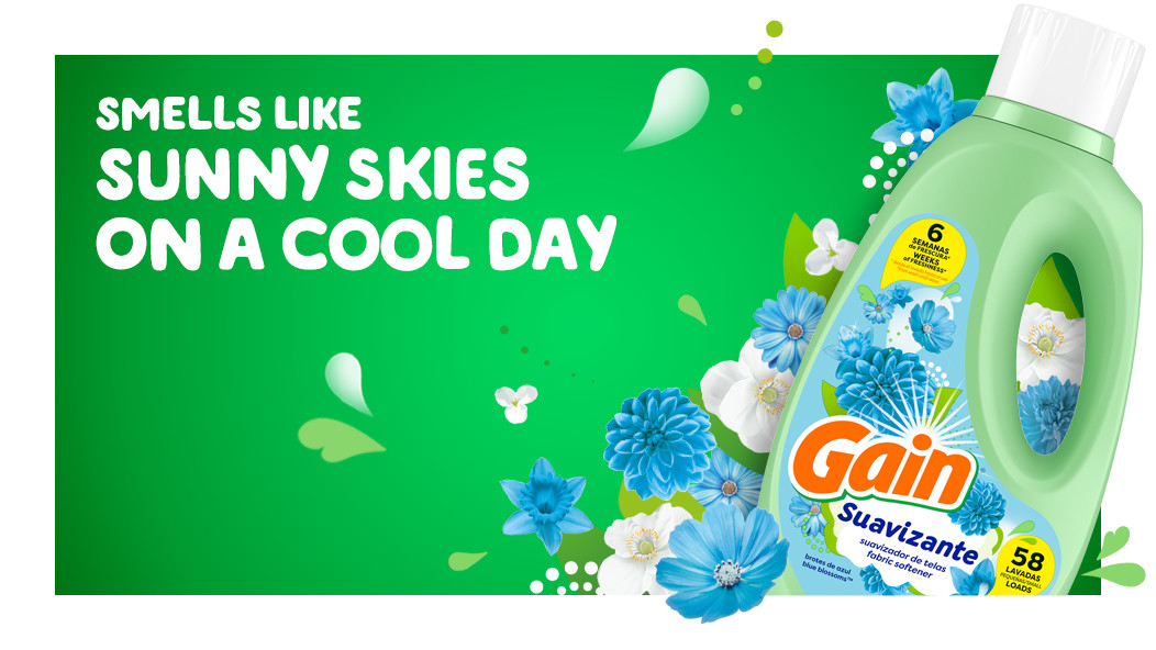 Smells like sunny skies on a cool day with Gain Blue Blossom Fabric Softener