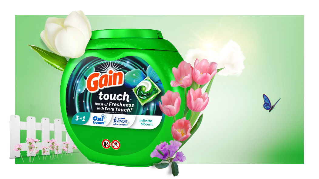 Pack of Gain Touch Infinite Bloom Flings Laundry Detergent