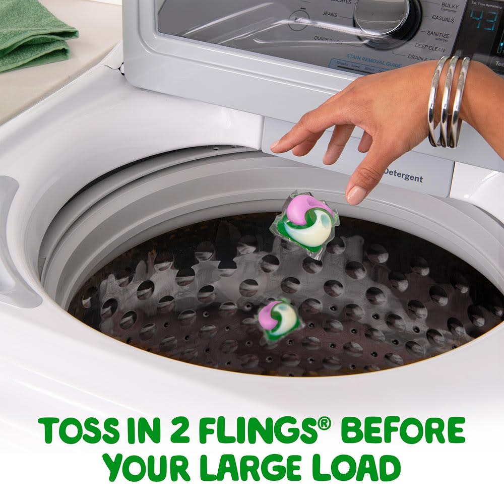 Gain Tango Twist Rose and Hibiscus Scent Laundry Detergent Pacs packaging, toss into the wash before clothes