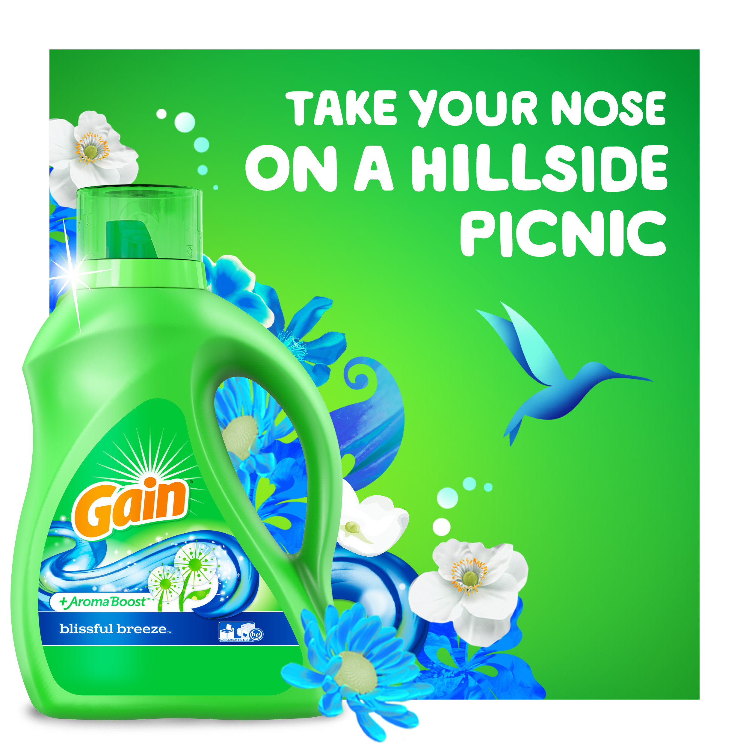 Gain Blissful Breeze Liquid Laundry Detergent take your nose on a summary vacation