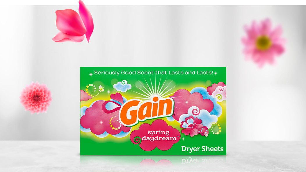 Packaging with Gain Spring Daydream fabric softener sheets