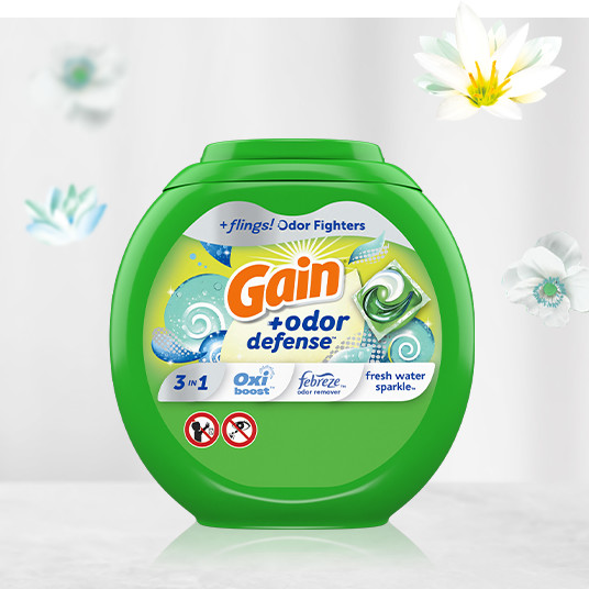 Pack of Gain Flings Odor Defense Laundry Detergent Pacs, Fresh Splash