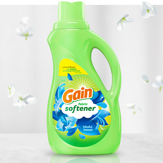 Bottle of Gain Blissful Breeze Fabric Softener Laundry Detergent