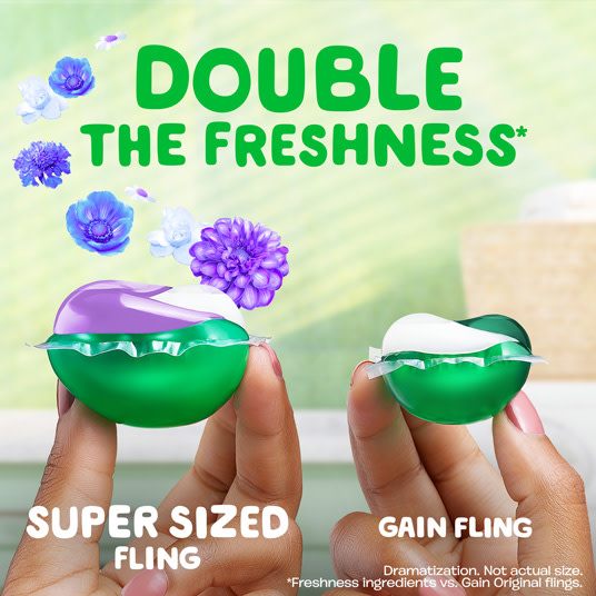 Gain Relax Super Sized Flings Laundry Detergent Pacs, Double the freshness
