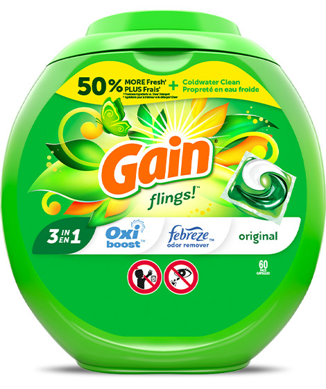 Pack of Gain Original Flings Laundry Detergent