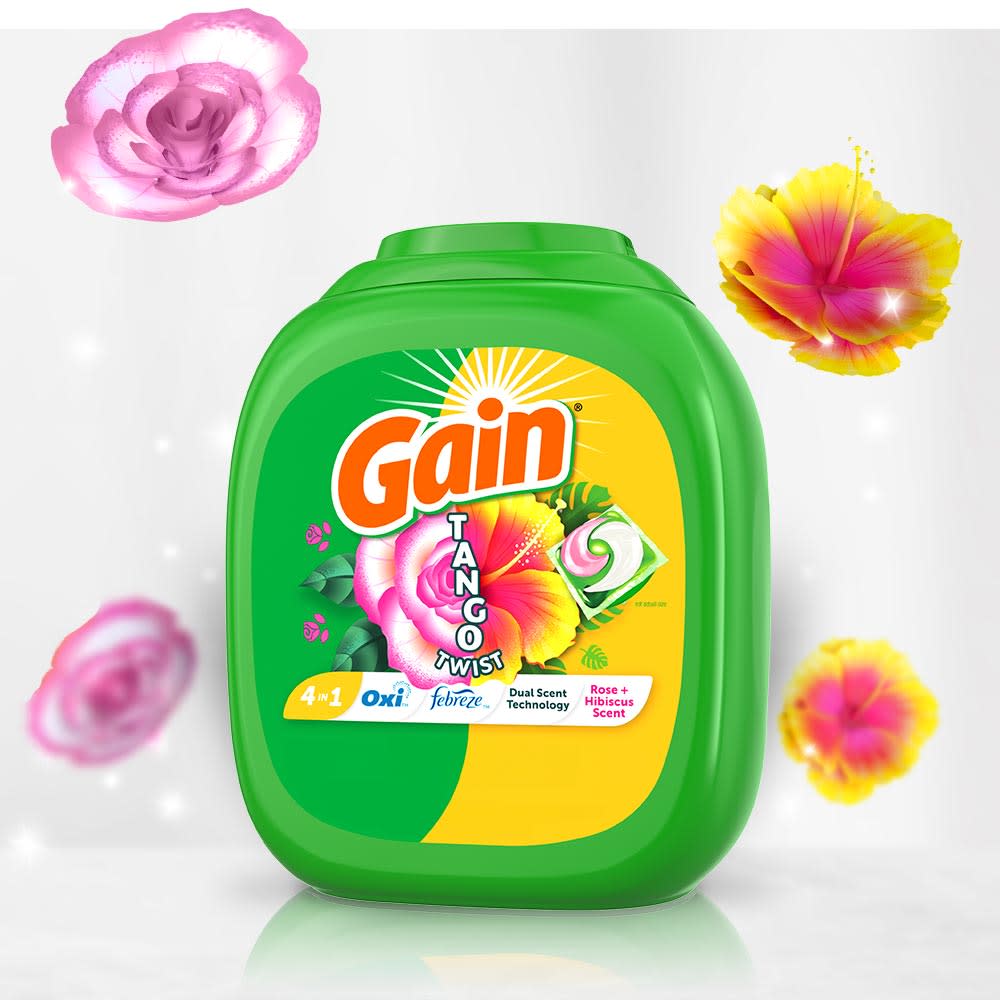 Gain Tango Twist Rose and Hibiscus Scent Laundry Detergent Pacs packaging