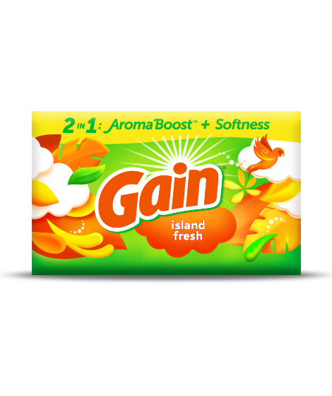 Packaging with Gain Island Fresh Fabric Softener Sheets