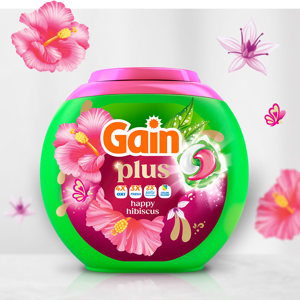 Gain Plus Happy Hibiscus Flings Detergent Pacs primary image