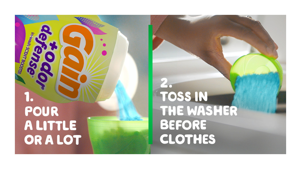 Pour a little or a lot of the scent-booster then toss in the washer before the clothes