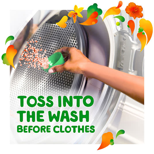 Toss Gain Island Fresh Fireworks Scent Booster into the wash before clothes