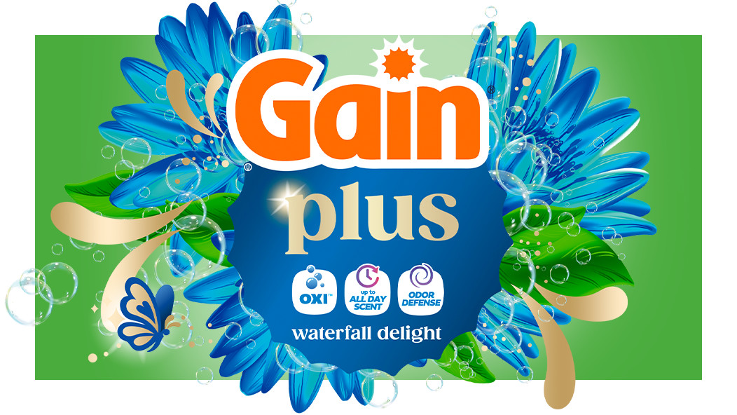 PDP - Gain Plus Waterfall Delight Liquid Detergent - A Fresh Morning Breeze - AMAZING SCENT