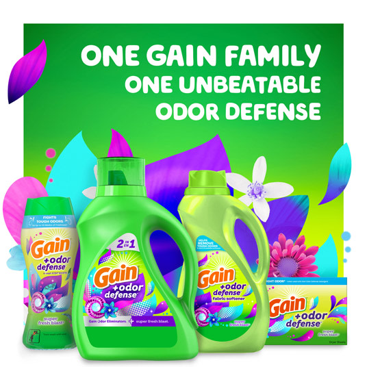 Gain+Odor Defense Super Fresh Blast Fabric Softener, unbeatable odor defense