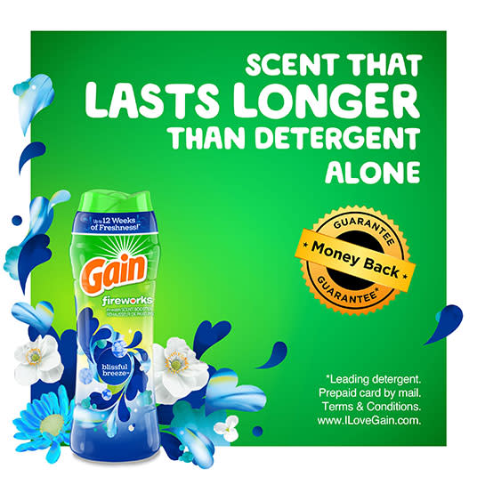 Gain Blissful Breeze Fireworks ccent that lasts longer than detergent alone