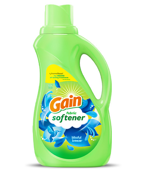 Bottle of Gain Blissful Breeze Fabric Softener Laundry Detergent