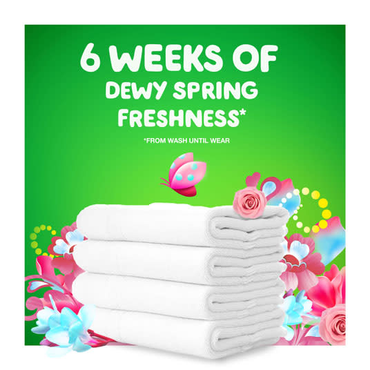 Freshly washed towels with Gain Spring Daydream Liquid Laundry Detergent keep six weeks of summery freshness