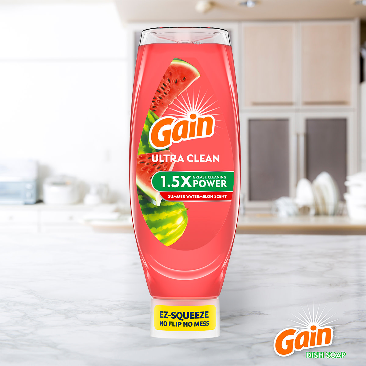 Gain Ultra Clean Summer Watermelon Scent in the kitchen