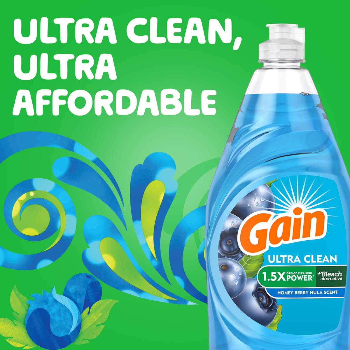 Gain Ultra Dishwashing Liquid Dish Soap Honeyberry Hula Ultra Clean Ultra affordable