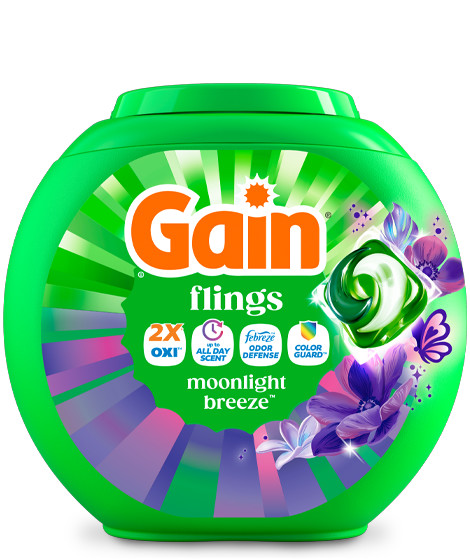 Pack of Gain Moonlight Breeze Flings Laundry Detergent