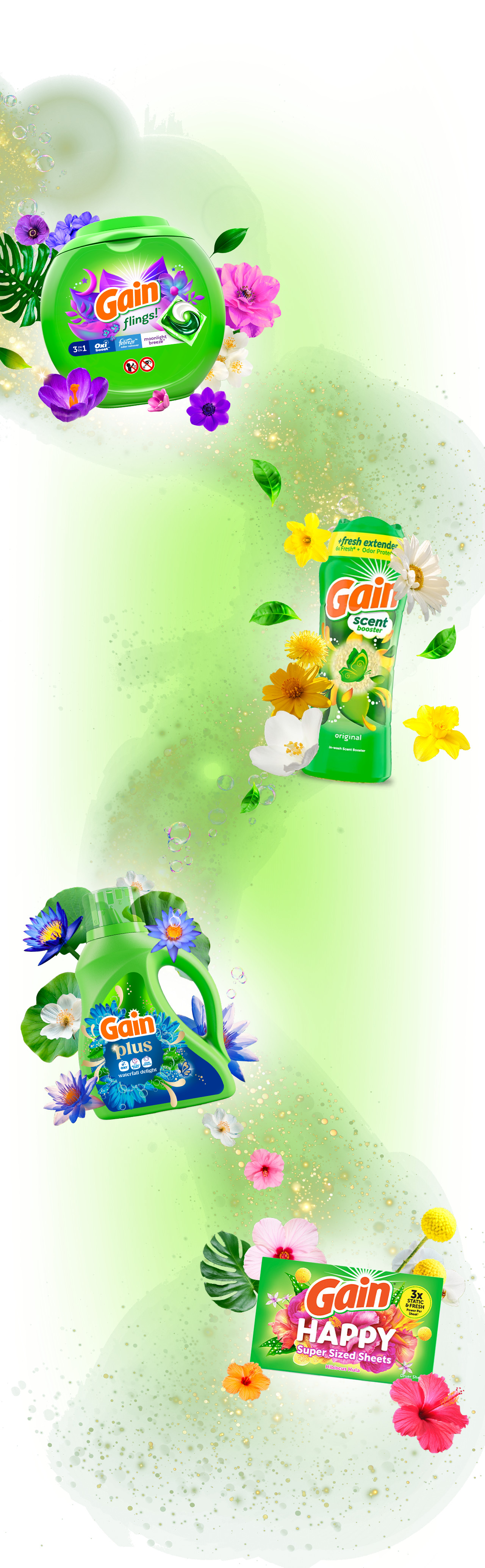 Gain+Odor Defense Super Fresh Blast Flings Laundry Detergent