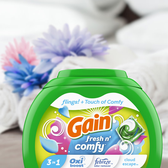 3-in-1 laundry detergent combo of OXI, Febreze, and Cloud Escape 