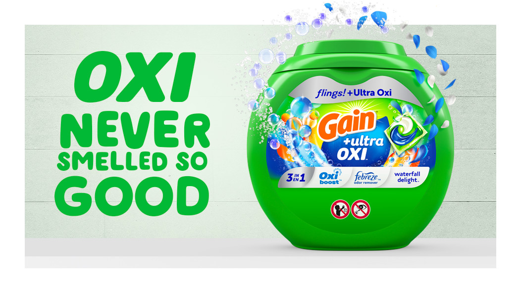 Pack of Gain Ultra Oxi Waterfall Delight Flings Laundry Detergent - Oxi never smelled so good