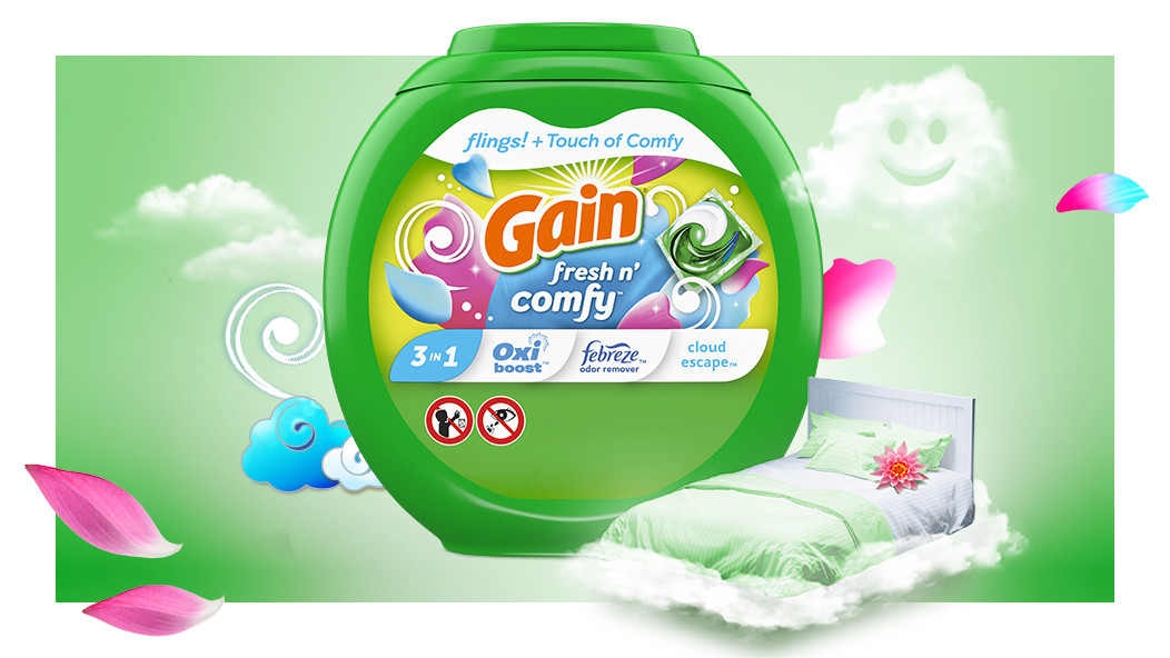Scent experience of Gain Fresh N' Comfy Cloud Escape Flings Laundry Detergent