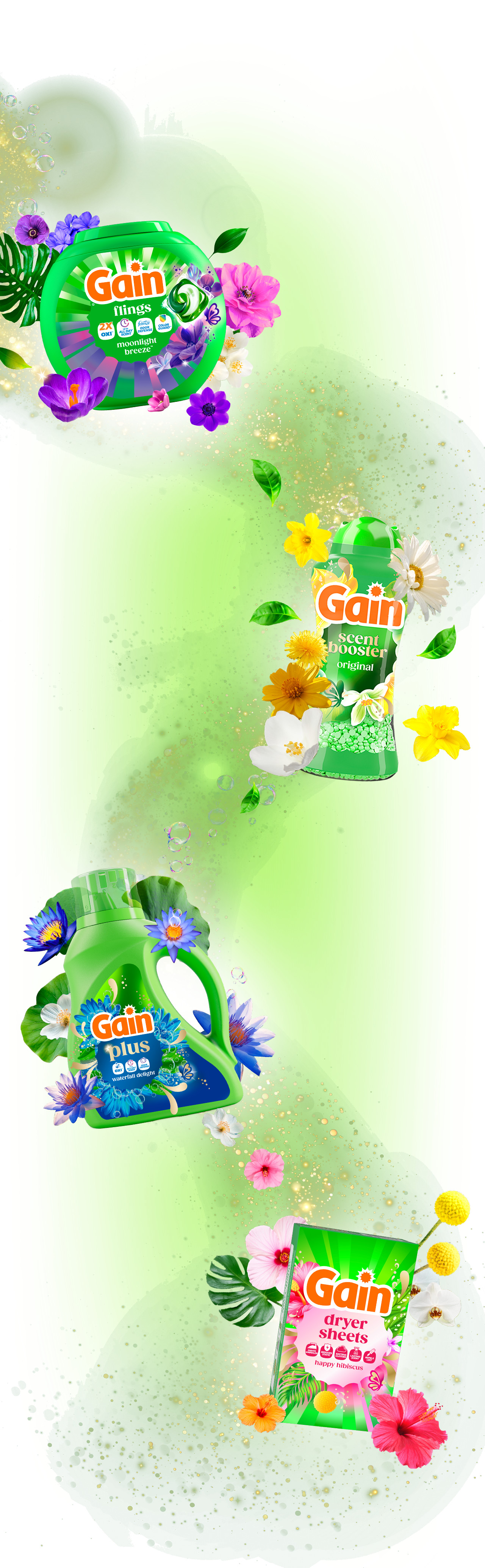 Gain+Odor Defense Super Fresh Blast Flings Laundry Detergent