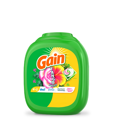 Gain Tango Twist Rose and Hibiscus Scent Laundry Detergent Pacs packaging