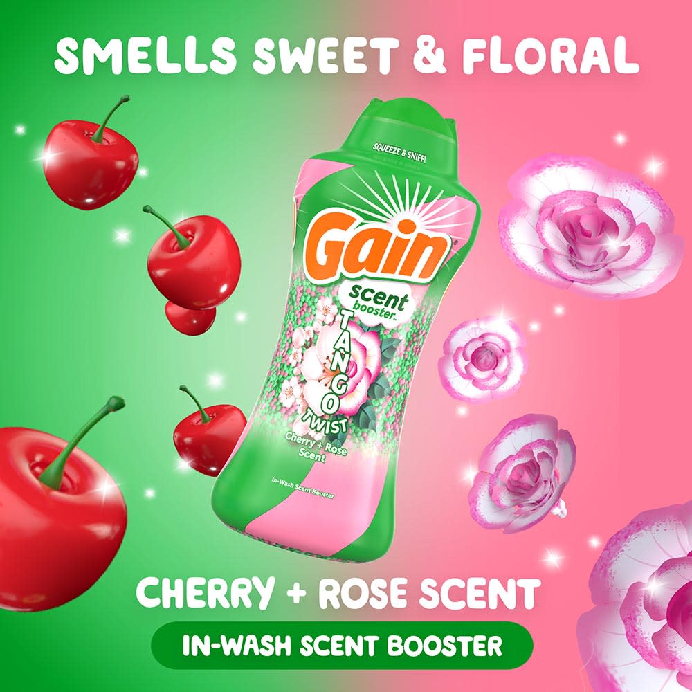 Gain Tango Twist Cherry and Rose Scent In-Wash Laundry Scent Booster Beads, smells sweet & floral
