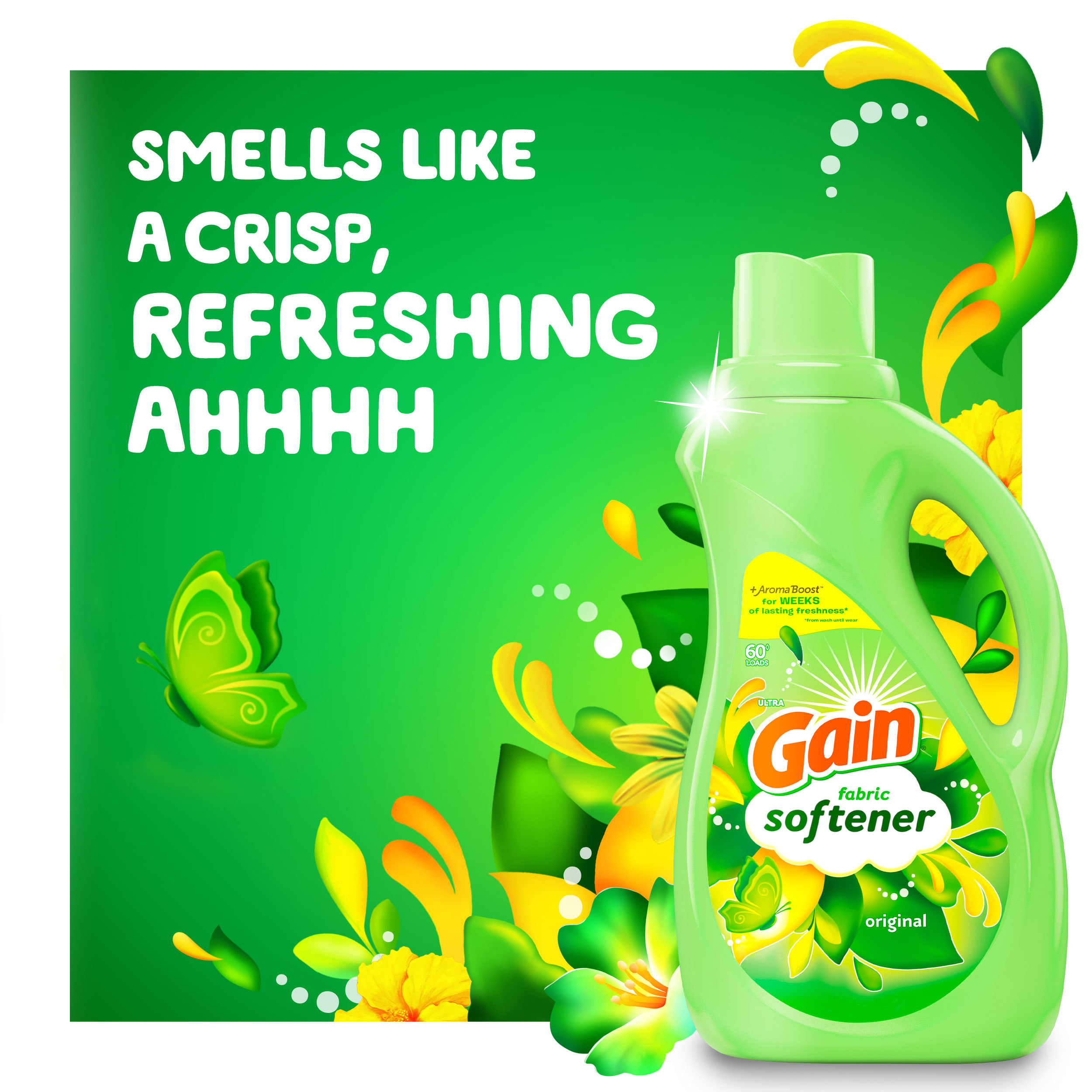 Gain Original Fabric Softener smells like a crisp, refreshing ahhhhh