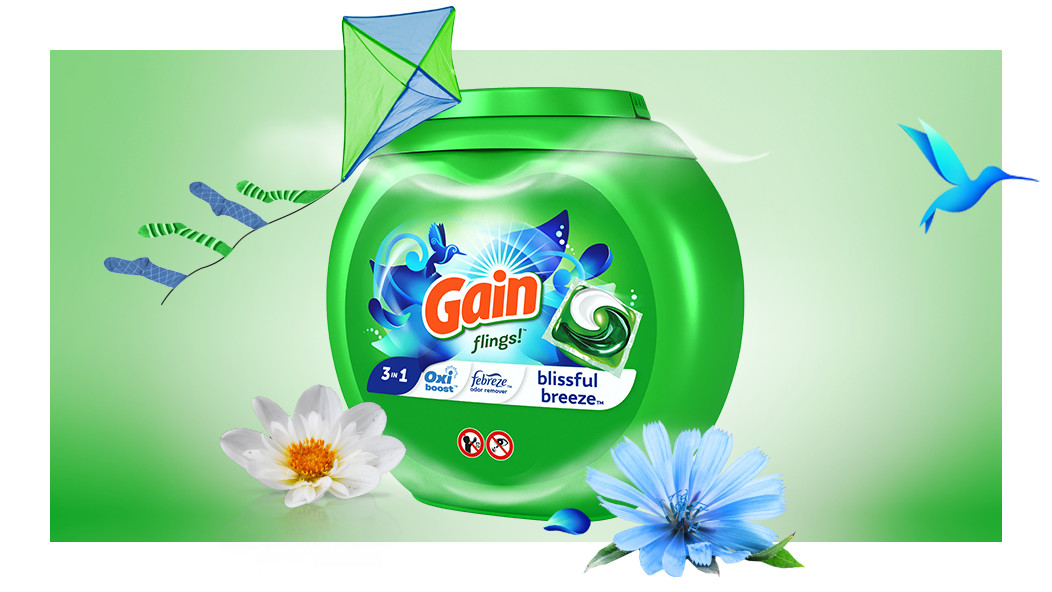 Scent experience of Gain Blissful Breeze Flings Laundry Detergent