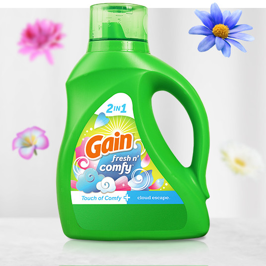 Bottle of Gain Fresh N' Comfy Cloud Escape Liquid Laundry Detergent