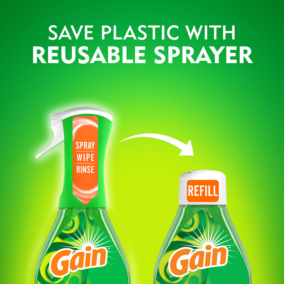 Gain Powerblast Saves Plastic with Reusable Sprayer