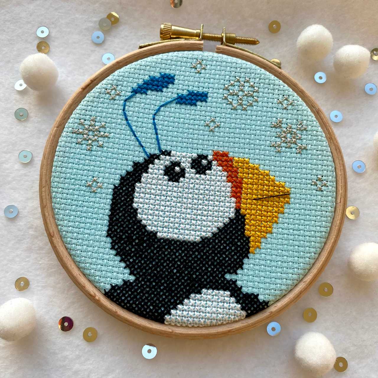 Mini Puffin Pattern Banknote Arctic Puffin - Pattern Only | Hoops and Crosses