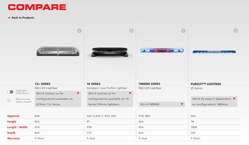 Exciting New Compare Feature on the Code 3 Website