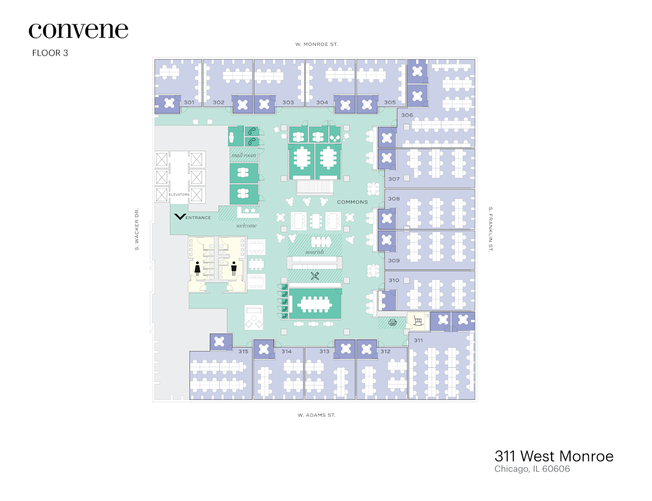 Floor Plan - 311 W Monroe WorkPlace Floor 3