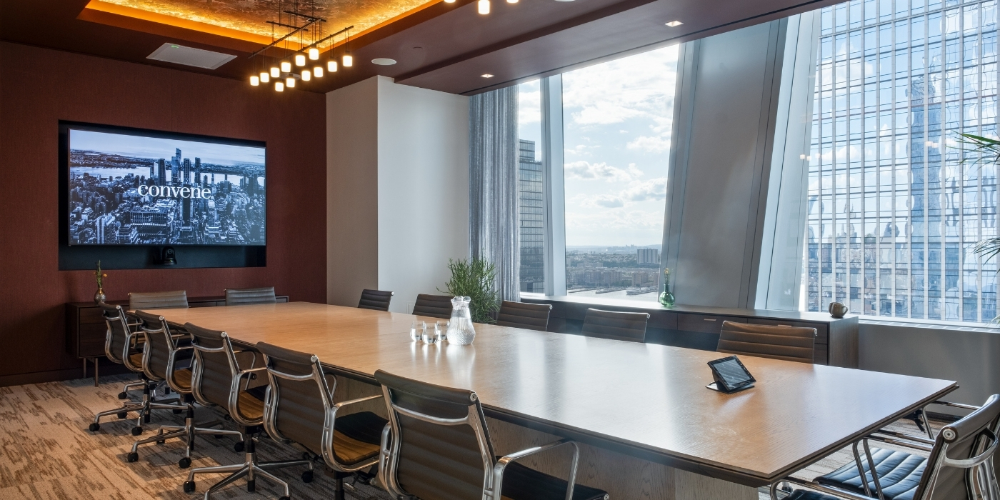 Convene 30 Hudson Yards  River Park Boardroom offers private space for your executive team of investors to meet during a larger all team conference.