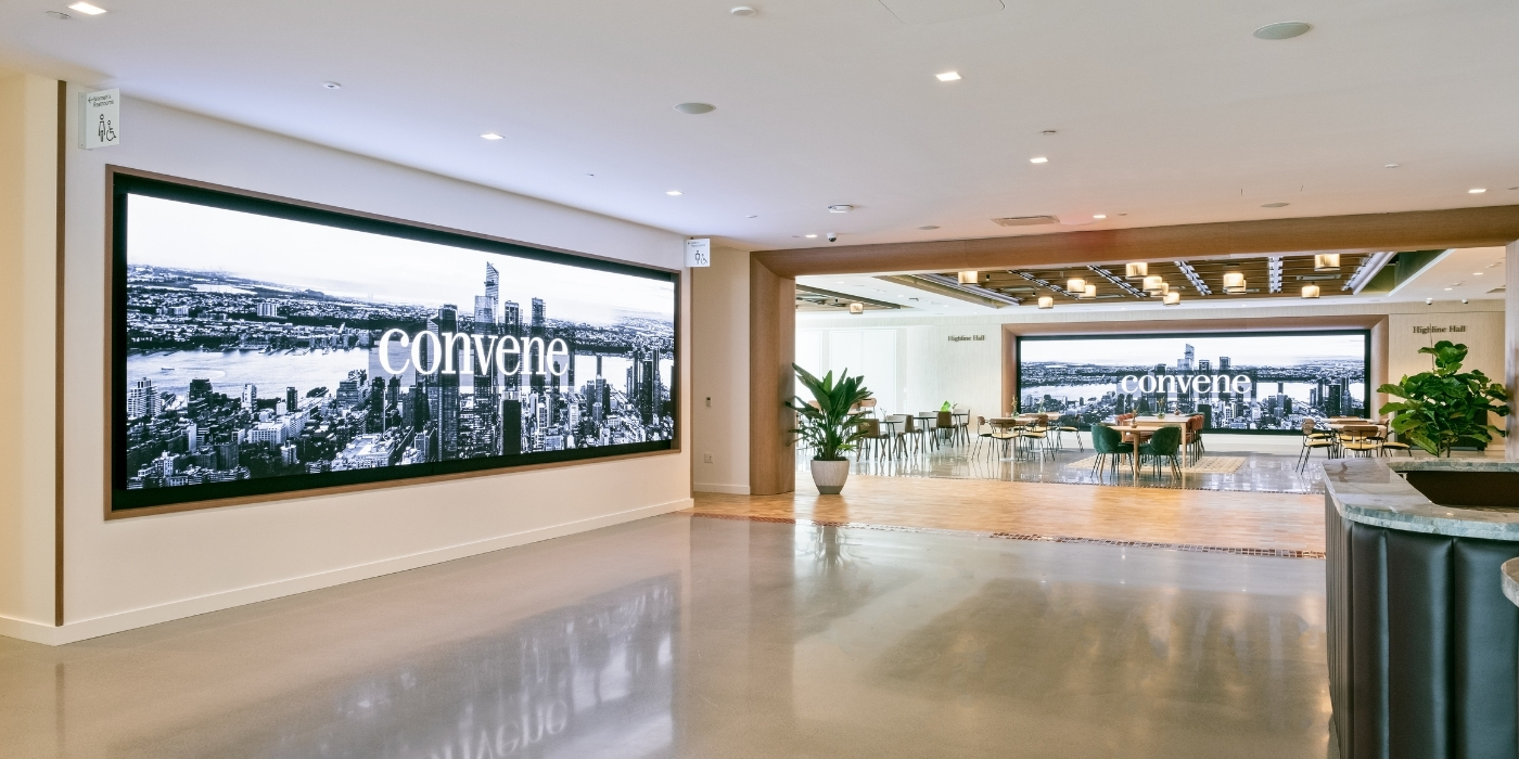 Convene 30 Hudson Yards walkway to Highline Hall suitable for branded and experiential event entrances