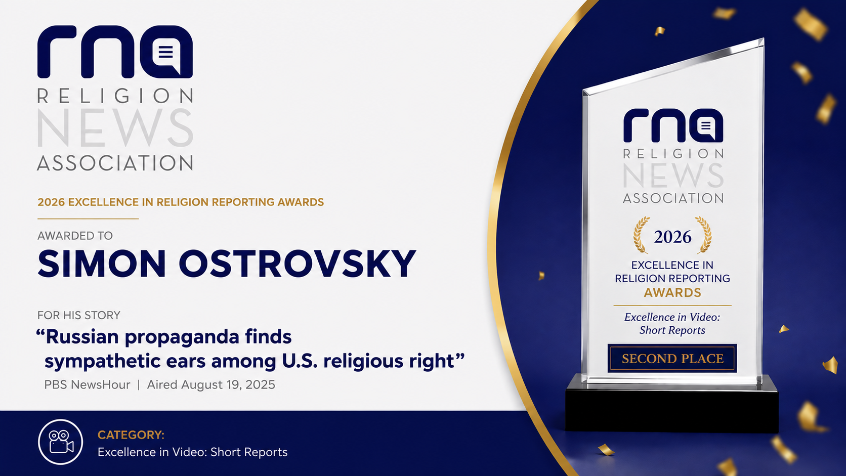 Simon Ostrovsky wins Religion News Association Award second year straight
