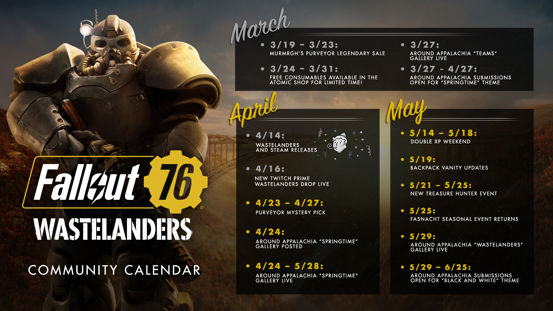 Updated Community Calendar 4/23/20 r/fo76