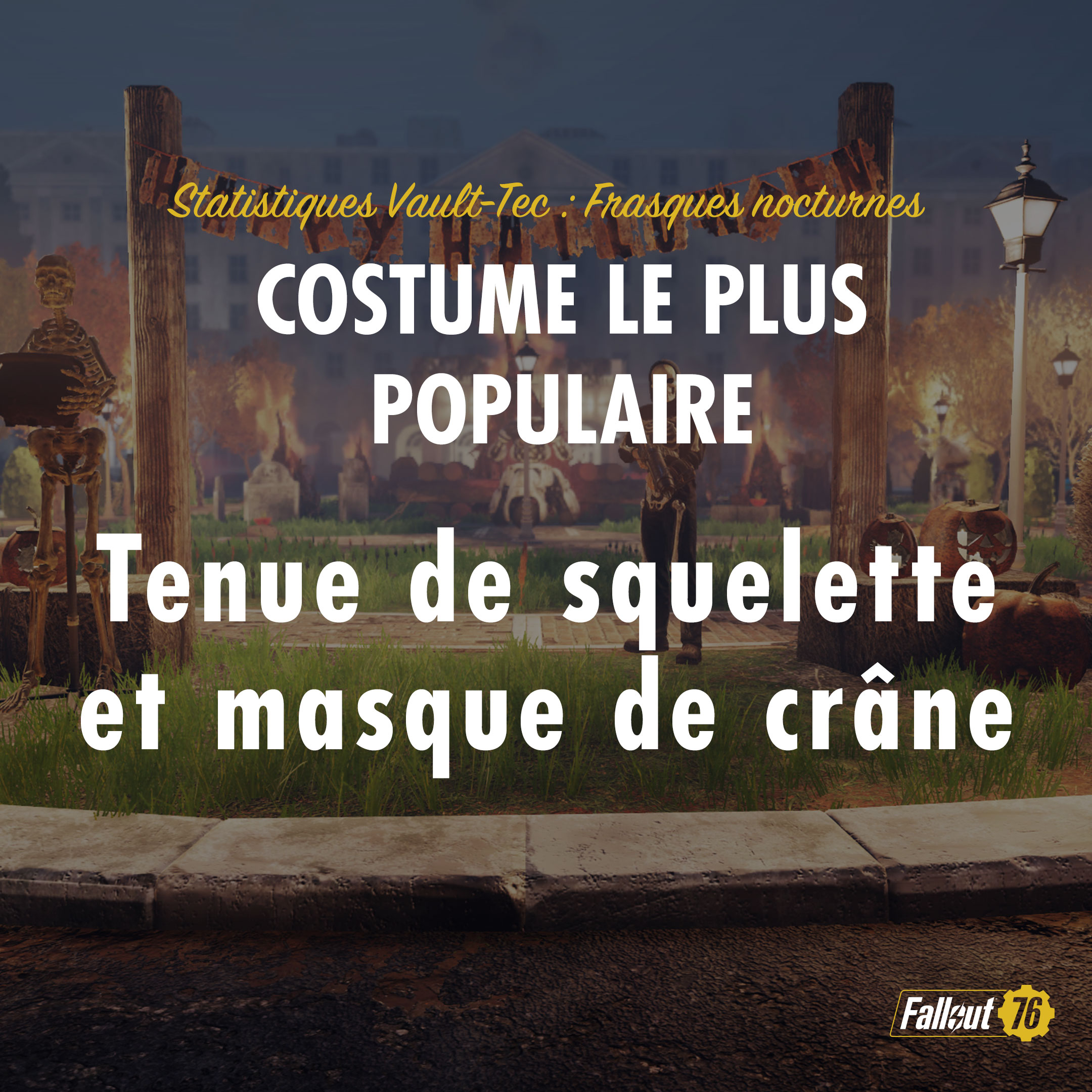 Fallout76 STATS MostPopularCostume 2160X2160 4K MN-FR