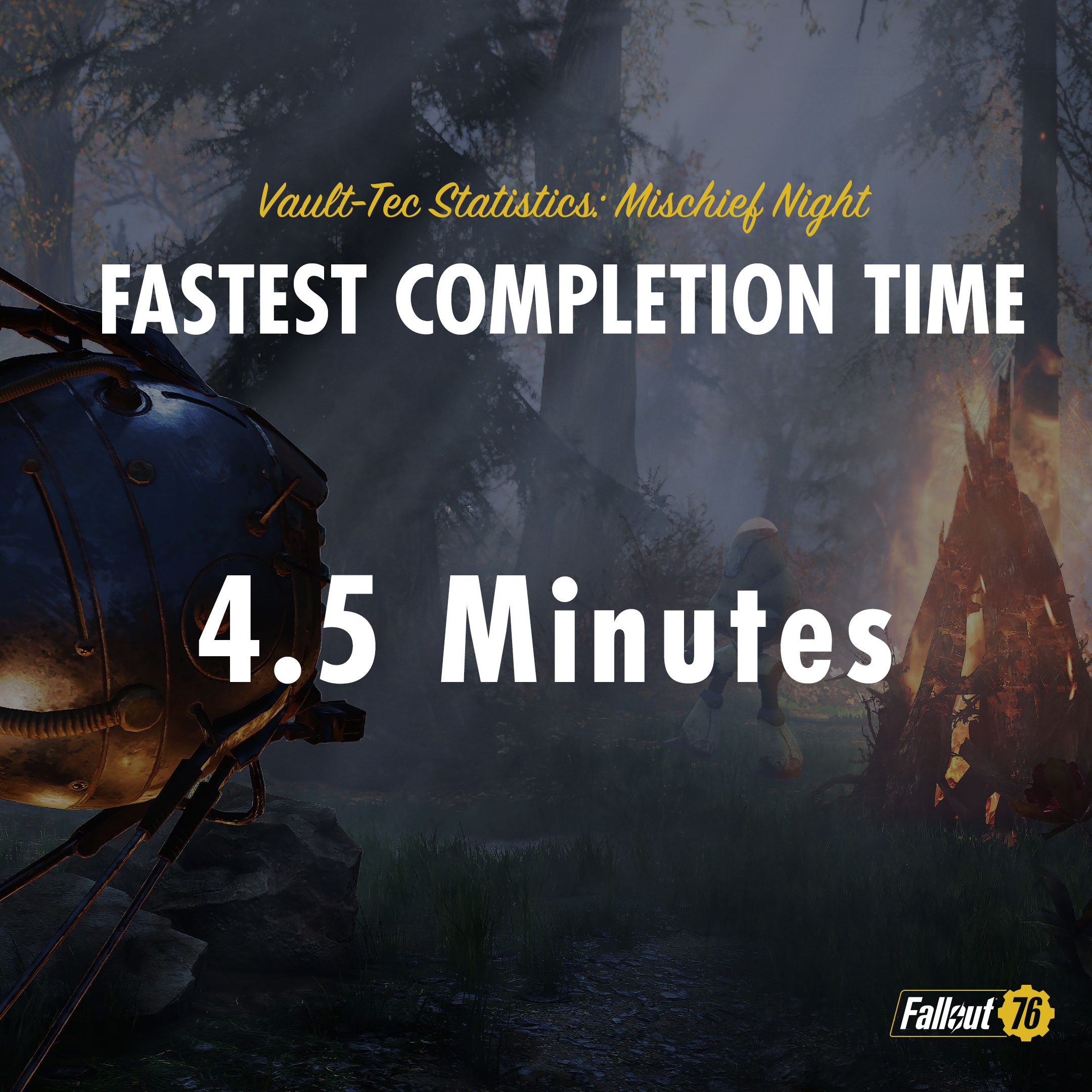 Fallout76 STATS FastestCompletionTime 2160X2160 4K MN-EN