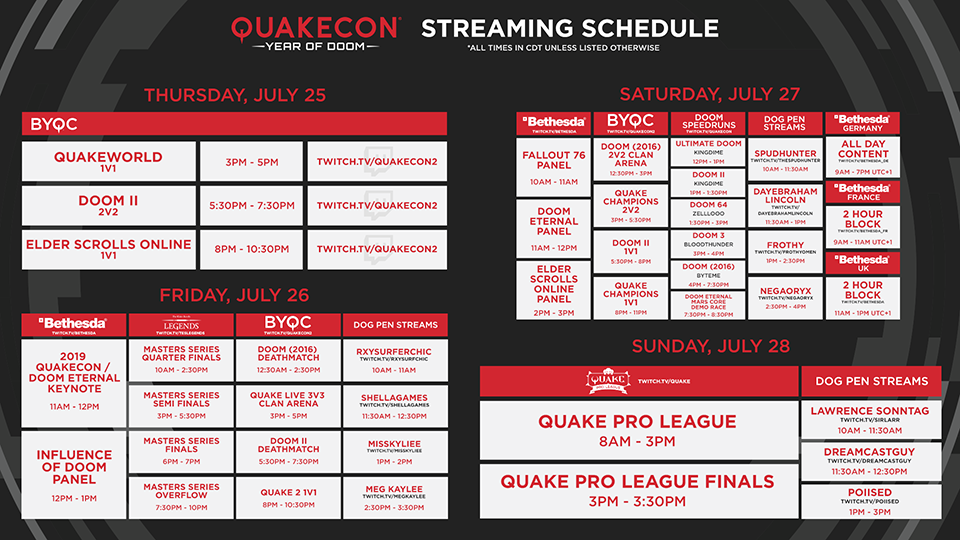 QuakeCon Schedule